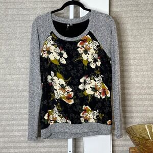 KUT From The Kloth Floral Print Raglan Long Sleeve Top Womens Sz M Romantic Boho